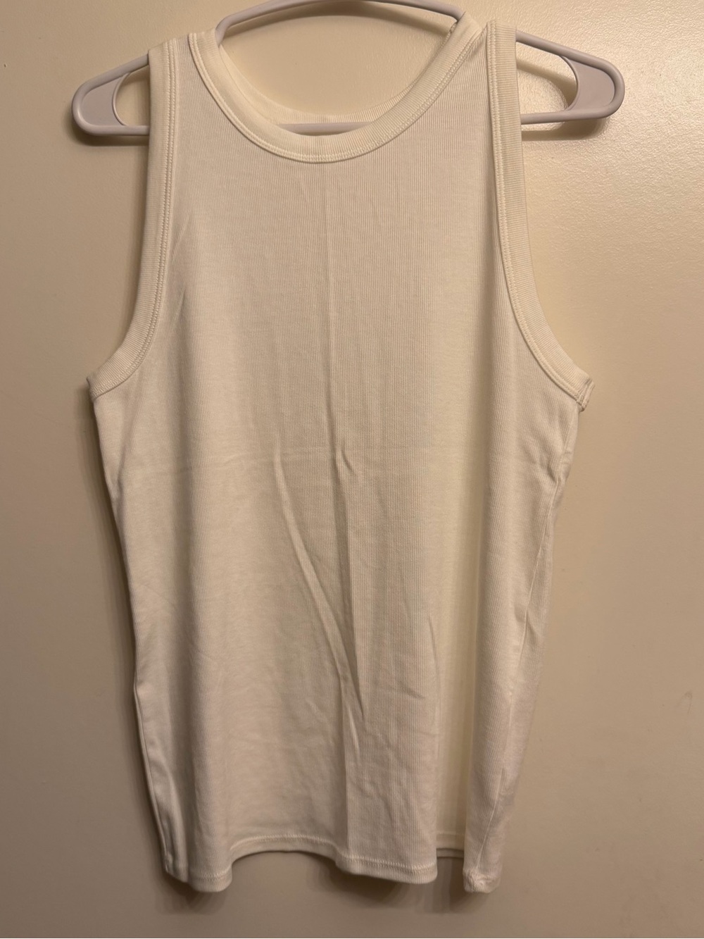 a new day White Ribbed Tank Top - Sleeveless Crewneck